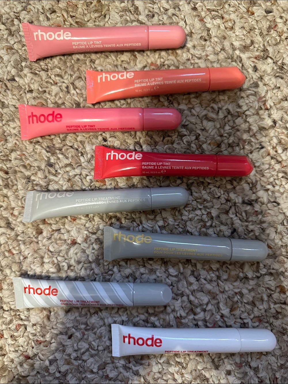 RHODE Lip Tint & Treatment Set — Pink, Coral, Red, Gray, White Tubes - Picture 2 of 3